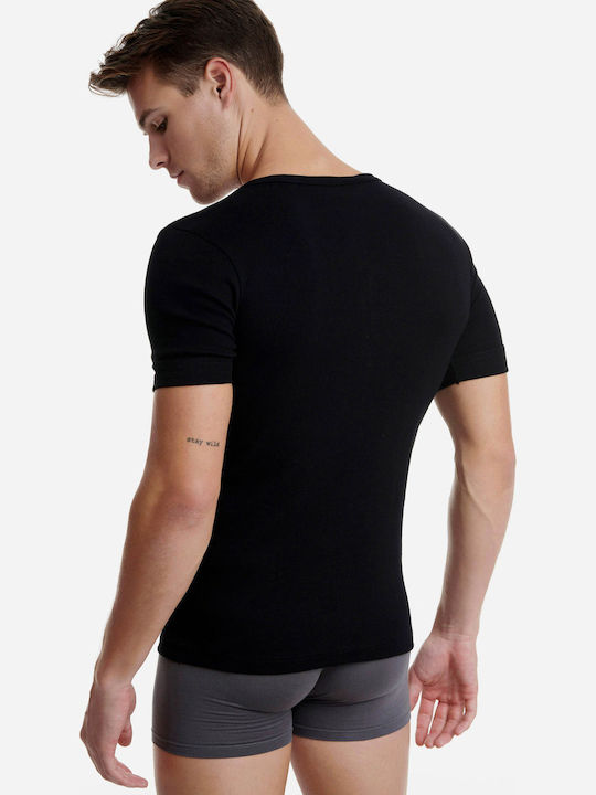 Men's Undershirt Short-sleeved in Black Color