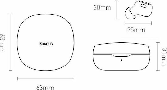 Baseus WM01 Plus In-ear Bluetooth Handsfree Ακουστικά με Θήκη Φόρτισης Ροζ