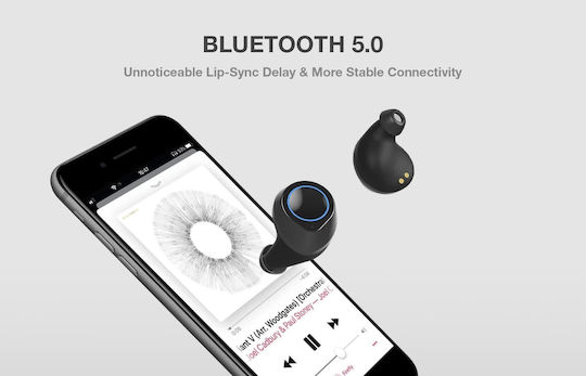 BNA3 In-ear Bluetooth Handsfree Ακουστικά με Θήκη Φόρτισης Μαύρα