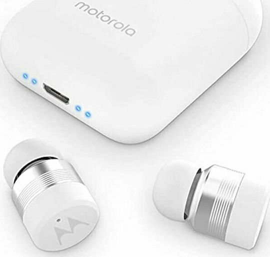 Motorola Vervebuds 110 Bluetooth-Freisprecheinrichtung Kopfhörer mit Schweißresistenz und Ladeetui Weiß