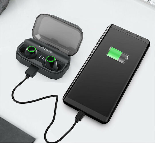 BlitzWolf BW-FYE3S In-ear Bluetooth Handsfree Ακουστικά με Θήκη Φόρτισης Μαύρα