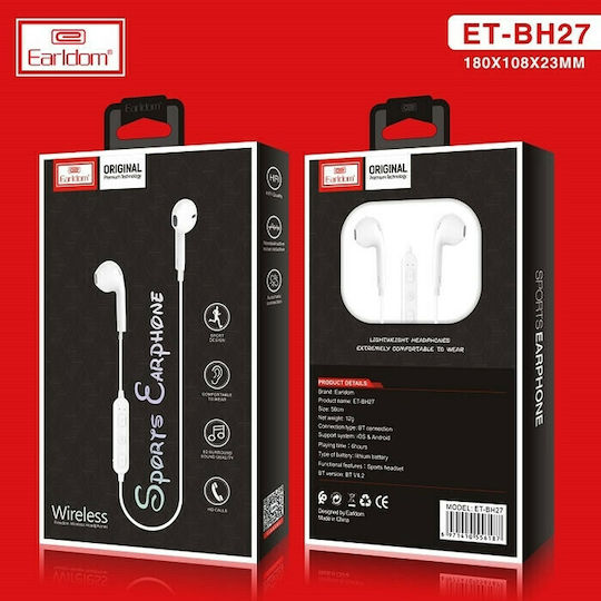 Earldom ET-BH27 In ear Bluetooth хендсфри Слушалки с Устойчивост на Пот Черен