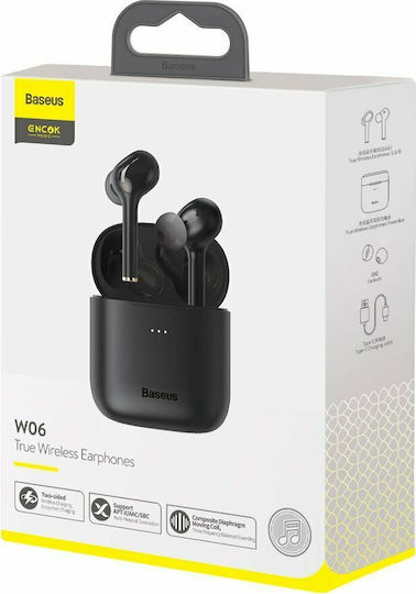 Baseus W06 In-ear Bluetooth Handsfree Căști cu Rezistență la Transpirație și Carcasă de Încărcare Negru