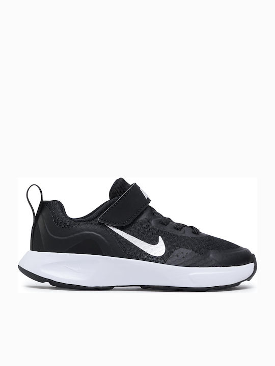 Wearallday PS Kids Sports Shoes Running with Hoop & Loop Closure Black / White