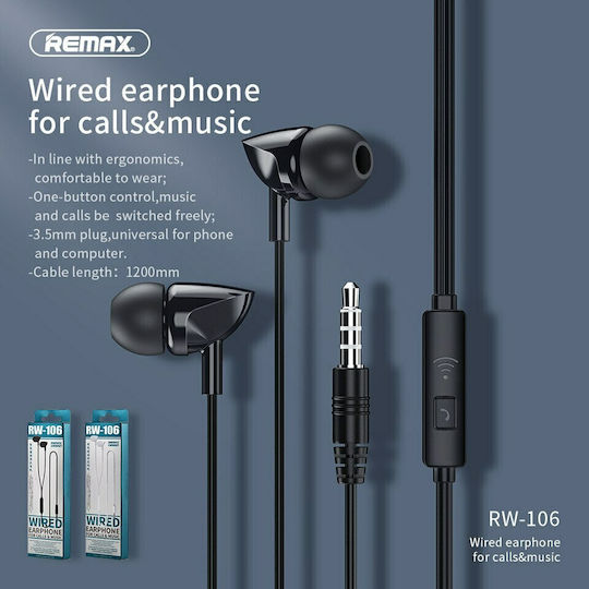 Remax RW-106 În ureche Handsfree cu Mufă 3.5mm Alb