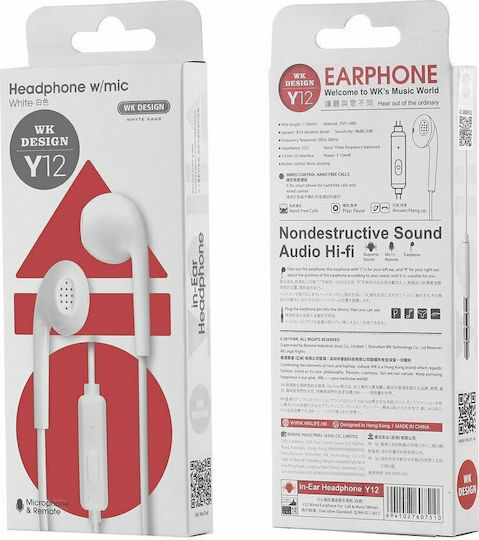 WK Y12 Type-C Earbuds Handsfree with USB-C Connector White
