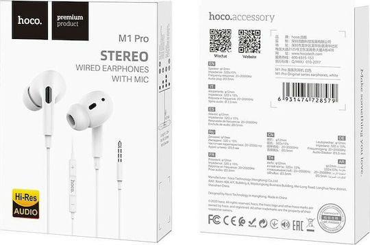 Hoco M1 Pro In-ear Handsfree με Βύσμα 3.5mm Λευκό