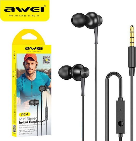 Awei PC-1 In-ear Handsfree Headphones with Connector 3.5mm Black