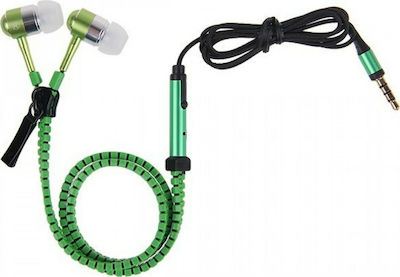 Global Technology HF Zipper In-ear Handsfree με Βύσμα 3.5mm Πράσινο