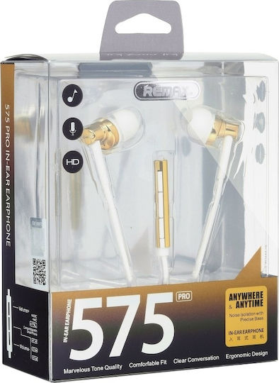 Remax RM-575 In-ear Handsfree με Βύσμα 3.5mm Χρυσό