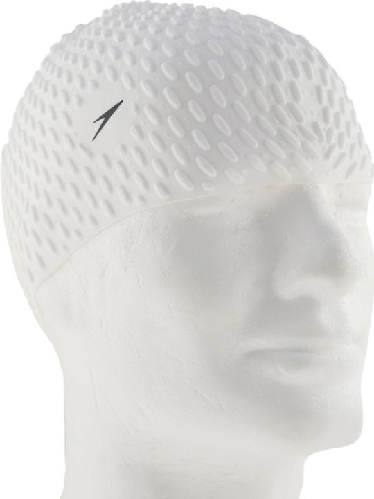 Speedo Bubble Silicone Adults Swimming Cap White
