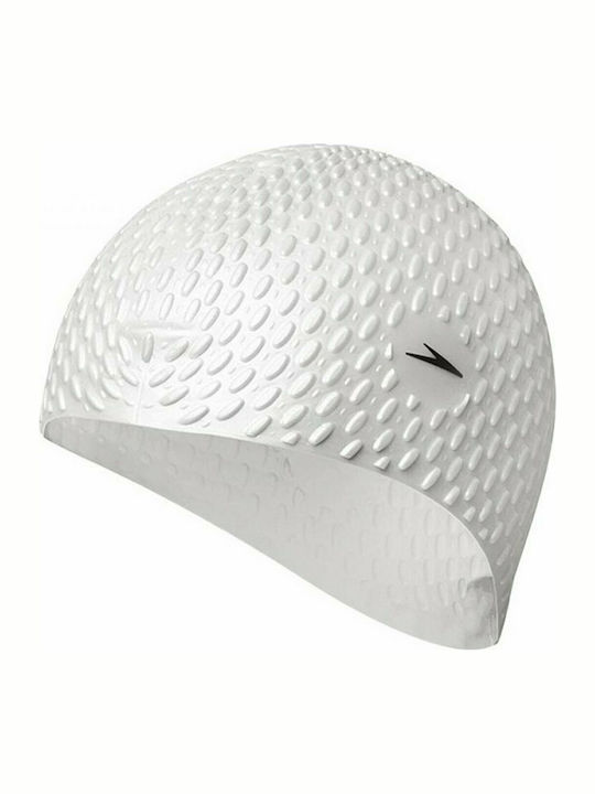 Speedo Bubble Silicone Adults Swimming Cap White