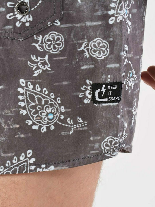 Ανδρικό Μαγιό Σορτς Γκρι Floral 181.EM502.71-BLACK