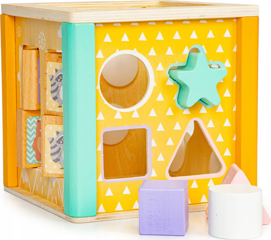 Ecotoys Cub de Activități Cub educațional din Lemn pentru 36++ Luni