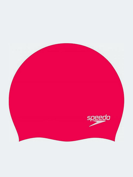 Speedo Plain Moulded Silicone Adults Swimming Cap Red