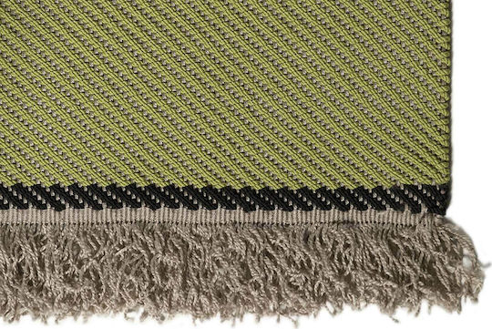 Tapicap Diagonio Handmade Rug Outdoor Rectangular with Fringes Green - Beige