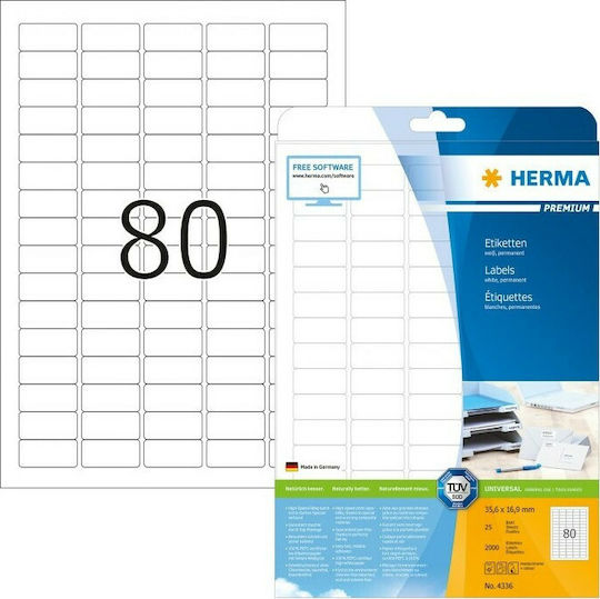 Herma 2000 Αυτοκόλλητες Ετικέτες Α4 Ορθογώνιες 35.6x16.9mm