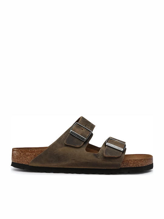 Birkenstock Arizona Soft Footbed Oiled Leather Sandals Faded Khaki