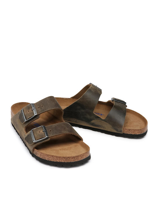 Arizona Soft Footbed Oiled Leather Leder Herrensandalen Faded Khaki Regelmäßig Passform