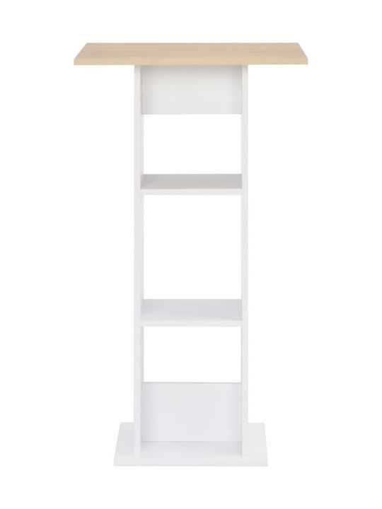 Square Table Bar Wooden White / Sonoma Oak 60x60x110cm