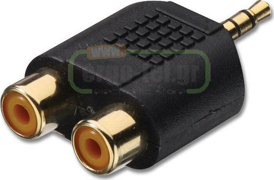 Конвертор 3.5mm мъжки към RCA 2x женски Черен 1бр
