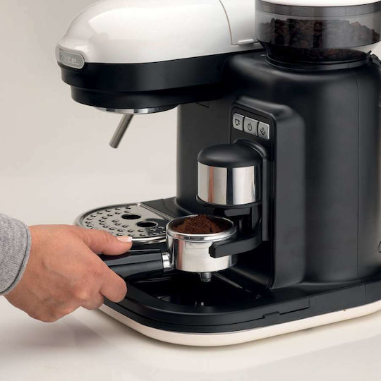 Ariete 1318/01 Automatic Espresso Coffee Machine 1080W Pressure 15bar with Grinding Burrs White
