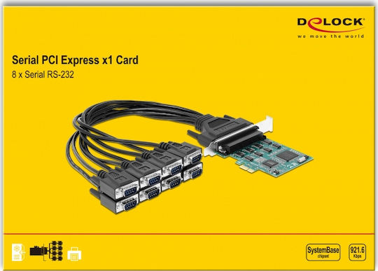 DeLock PCIe Controller with 8 RS232 DB9 Serial Ports