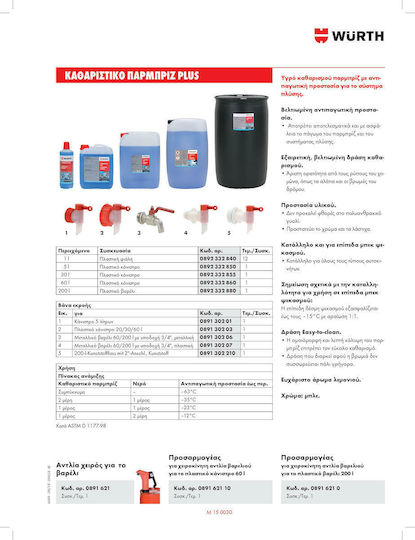 Wurth Screenwash Additive Καθαριστικό Υγρό Τζαμιών Αυτοκινήτου 1lt