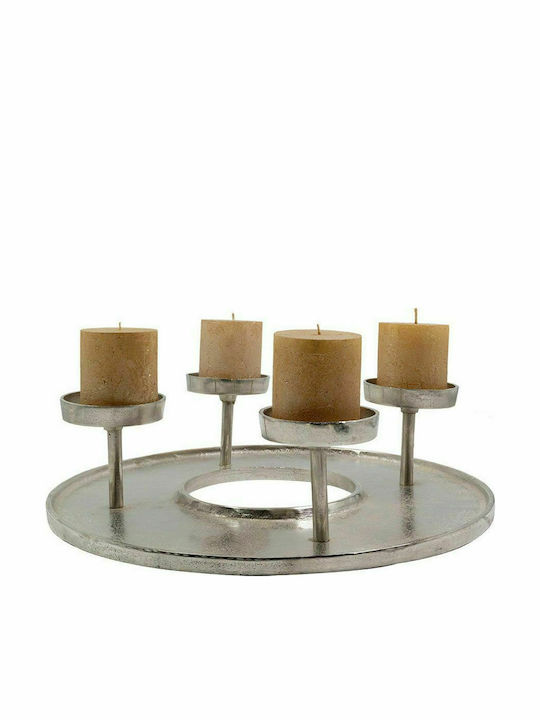 InTheBox Redon Candle Holder suitable for Tealights Aluminum Αλουμινένιο 4 Seats Silver 42x42x11cm 1pcs