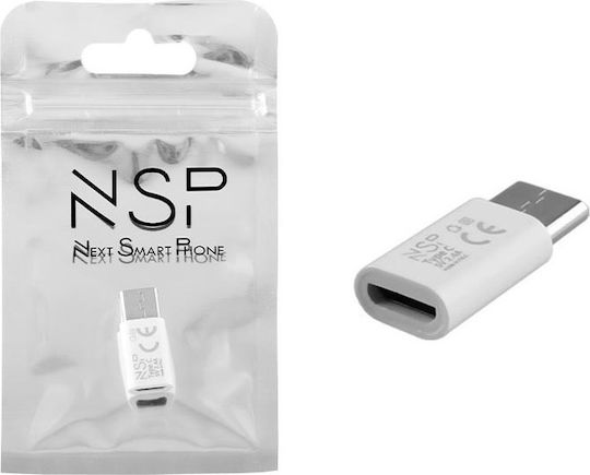 NSP USB-C Male to Micro USB Female Converter White 1 Piece