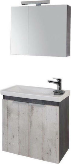 Kolossos Gea 60 Set de baie cu lavoar și oglindă Blat cu Lavoar & Oglindă L57xW32.5xH60cm Cenușă