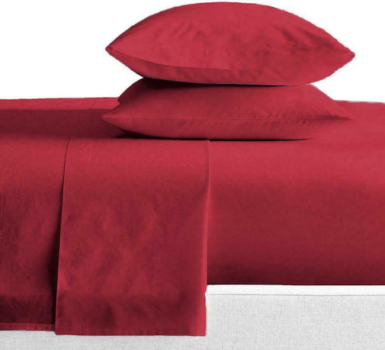 Melinen Sheet for Single Bed with Elastic 100x200+30cm. Urban Bordeaux