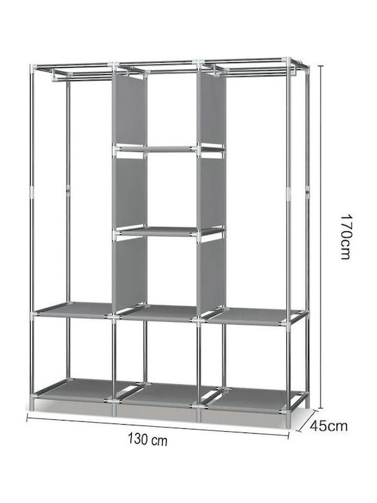 Timeless Tools Fabric Wardrobe with Zipper and Shelves in Blue Color 130x45x170cm