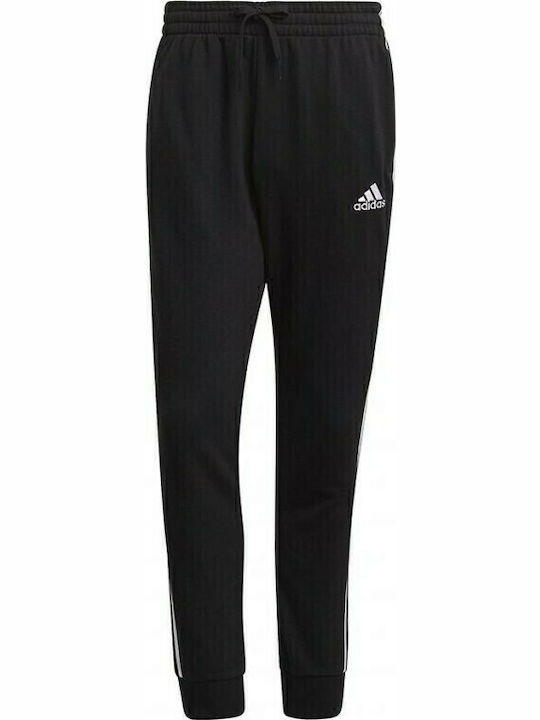 Essentials 3 Stripes Παντελόνι Φόρμας με Λάστιχο Μαύρο