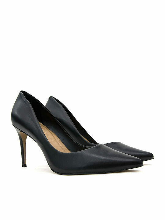 Leder Pumps mit Stiletto-Absatz Schwarz