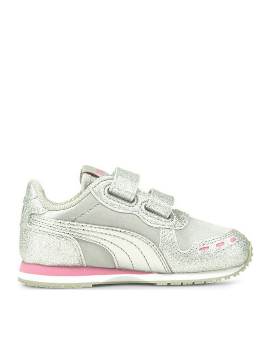 Puma Kinder-Sneaker Cabana Racer Glitz mit Klettverschluss Silber