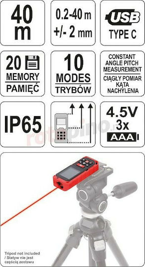 Yato Laser Distance Meter YT-73126 with Range up to 40m