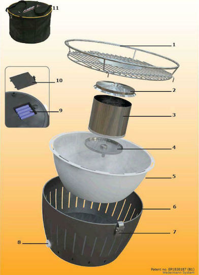 LotusGrill Ανοξείδωτη Φορητή Ψησταριά Κάρβουνου 40.5x40.5εκ.