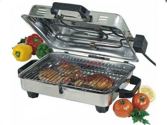 Oscar Plus Tabletop Electric Grill Grill 1150W Inox with Lid 36cmx26cmcm