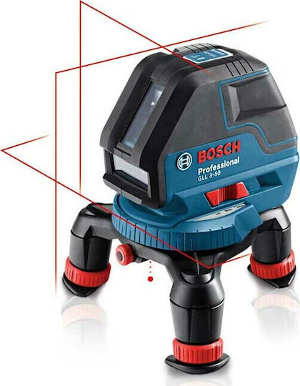Bosch GLL 3-50 Самонивелиращо Линейно Лазерен нивелир Червен лъч 1.5V с Работен обхват 50м