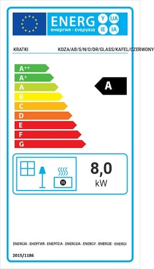 Kratki Koza/AB/S/N/O/DR/Glass/Kafel Oțel Soba pe lemne 8kW Roșu