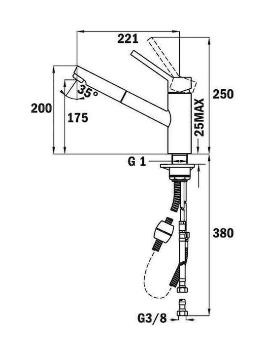 Teka VTK 978 Πάγκου με Ντουζ Ασημί
