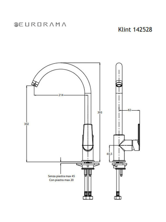 Eurorama Klint Tall Kitchen Faucet Counter Silver