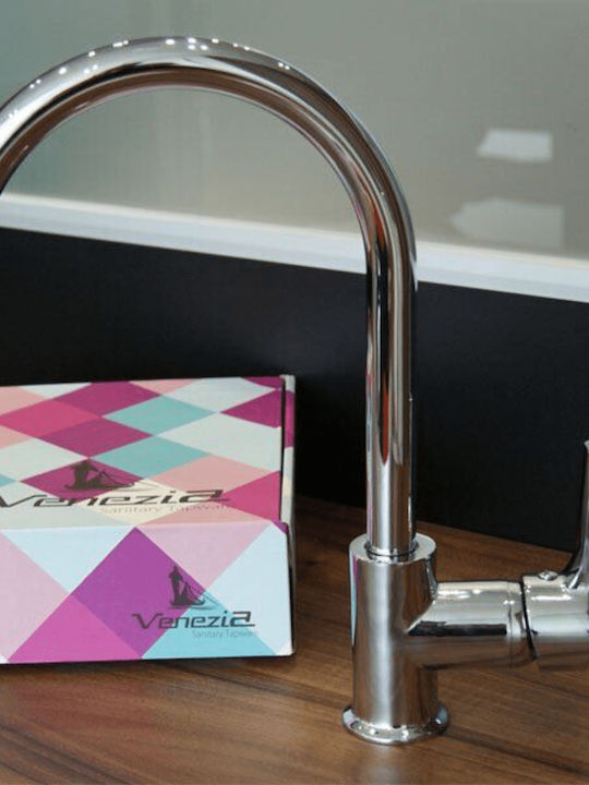 Venezia Plus Tall Kitchen Faucet Counter Silver