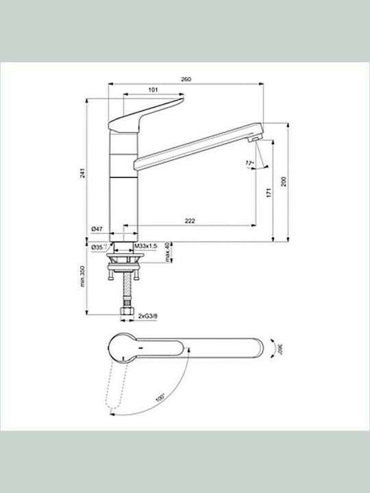 Ideal Standard Okyris Porcher Смесител За Кухня Настолен Хром