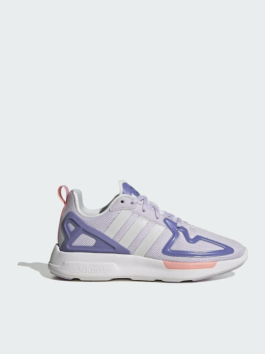 adidas ZX 2K Flux J Kids Sports Shoes Running with Laces Purple