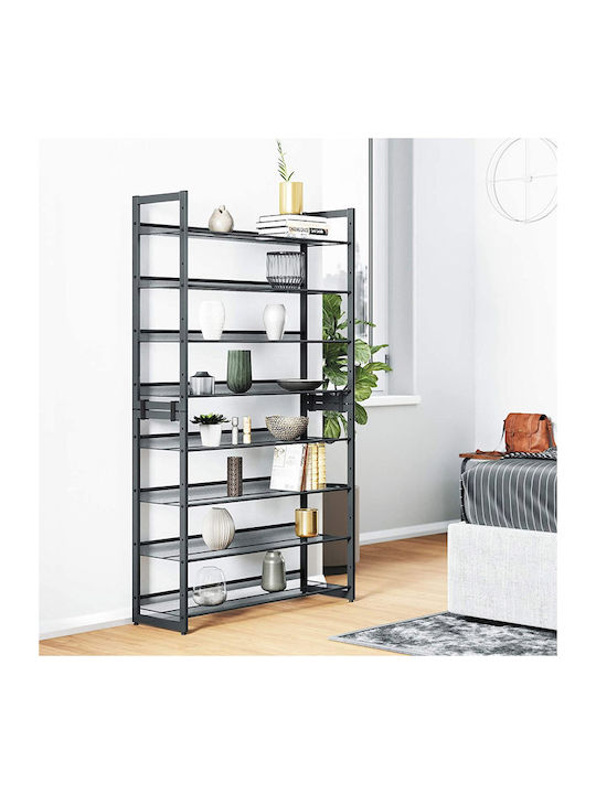 Metallic Shoe Organizer with 8 Shelves Gray 92.5x30.7x163.5cm