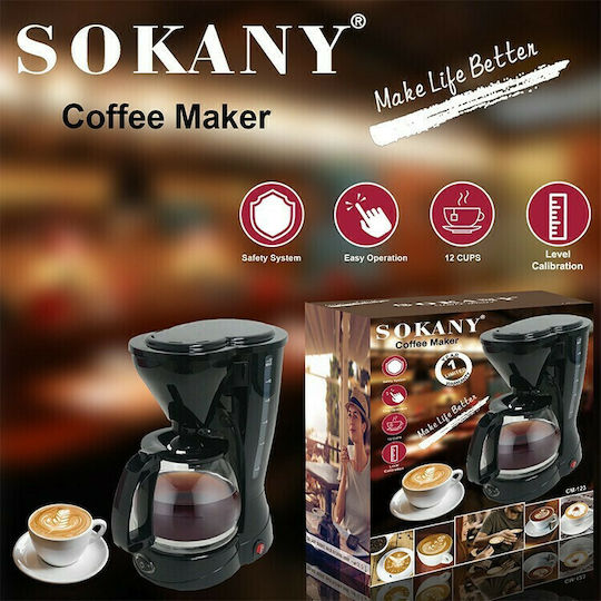 Sokany CM-123A Mașină de cafea cu filtru 800W Negru