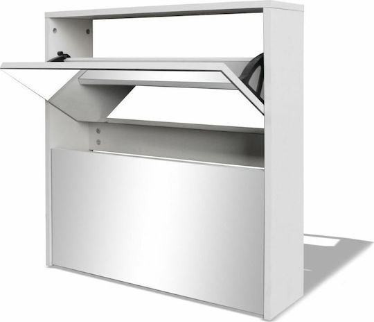 Holz Schuhschrank mit 2 Regalen Weiß L63xW17xH67cm