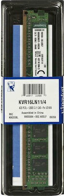 Kingston 4GB DDR3 RAM με Ταχύτητα 1600 για Desktop